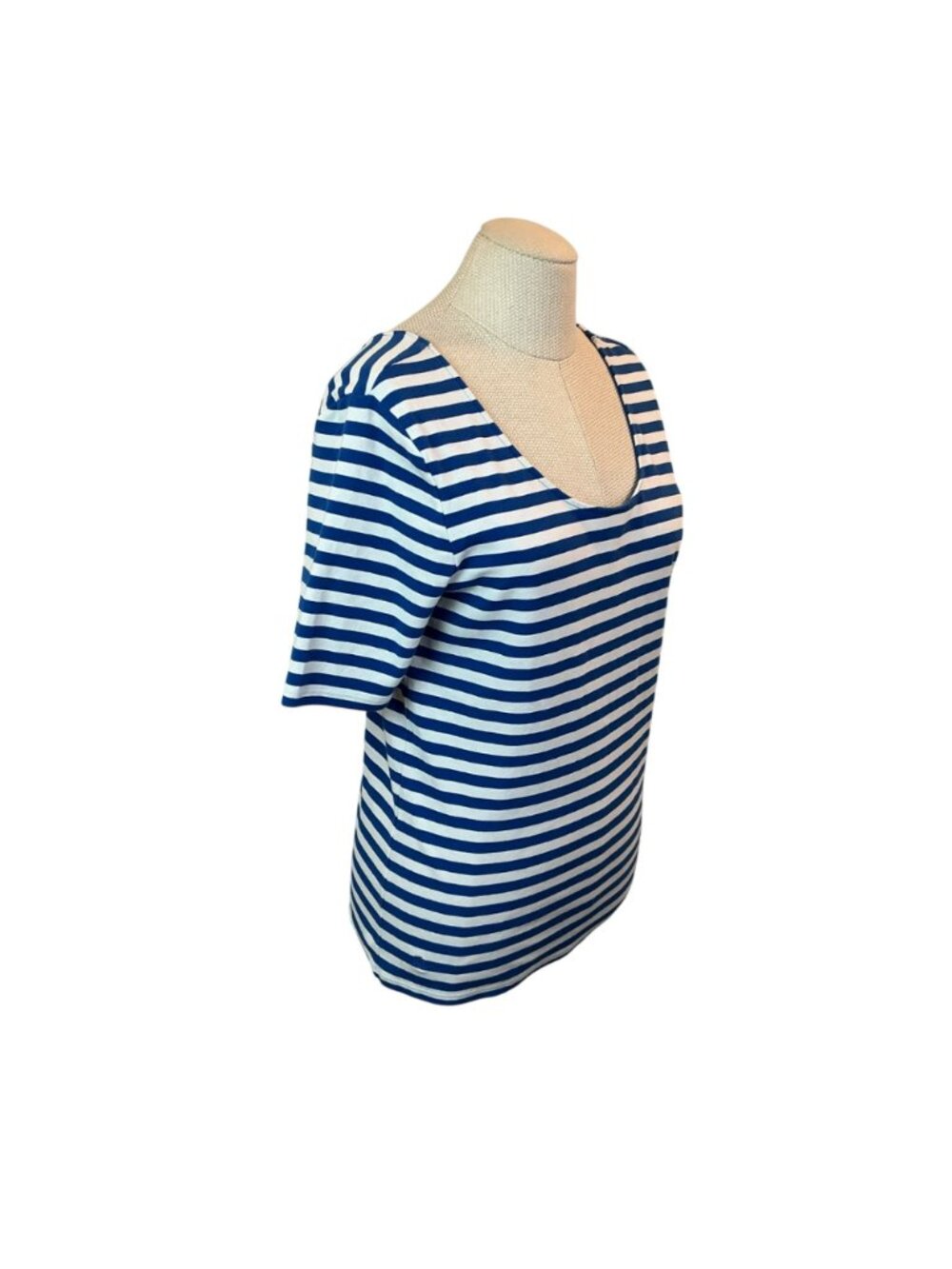 Lauren Ralph Lauren Scoop Neck Striped Short Sleeve Top Womens XL Blue White - Picture 3 of 10